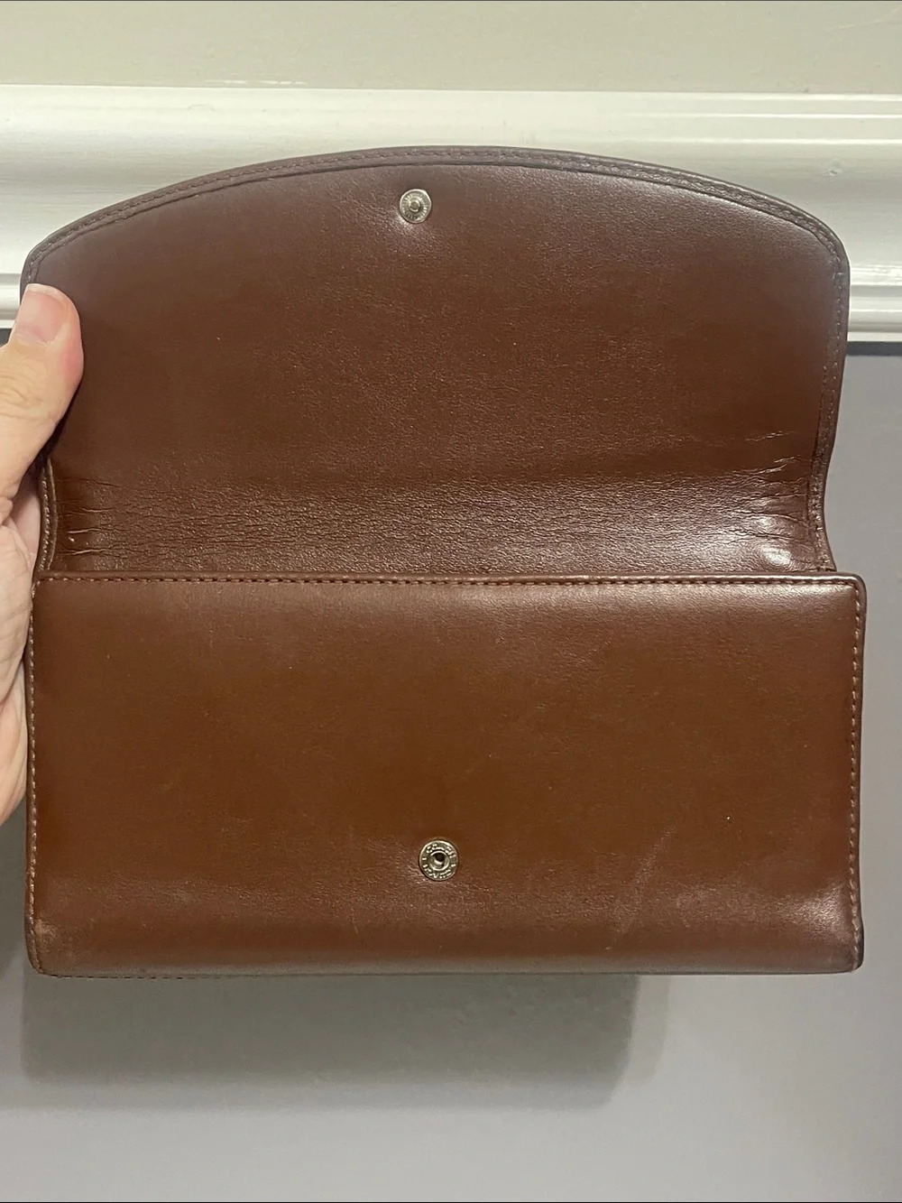 Coach Leather Brown Clutch Tri Fold Wallet